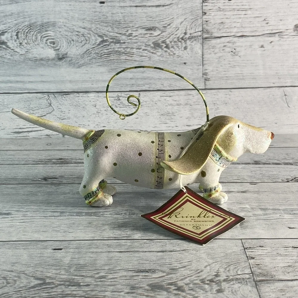 Dept 56 Krinkles Patience Brewster Musical Dog Figurine Card Holder Glitter
